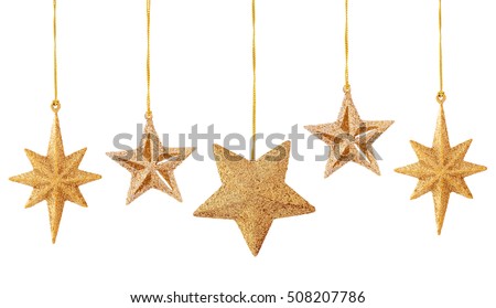 Set of gold stars isolated on white background. Royalty-Free Stock Photo #508207786