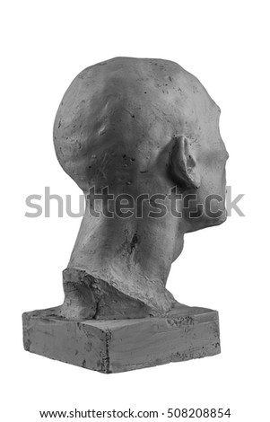 White plaster bust sculpture portrait of a young man