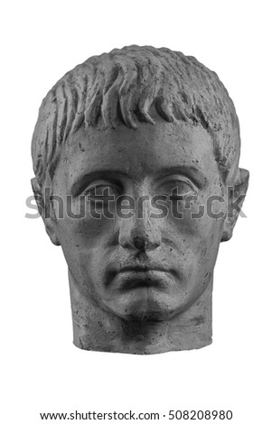 White plaster bust sculpture portrait of a young man