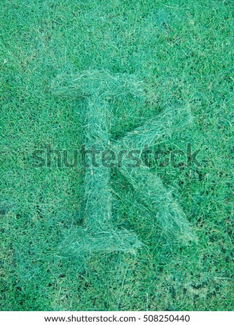 grass letter K isolated on grass background