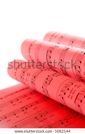Composition of music notes written on paper