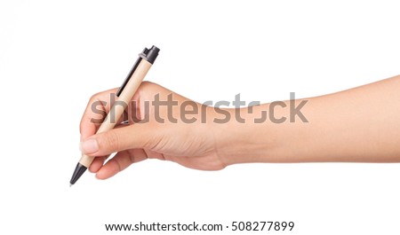 hand holding Pen Isolated on White Background