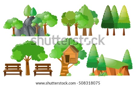 Different forest and park elements illustration