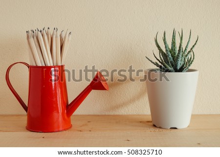 Concept of education or back to school Pencil on wooden background table