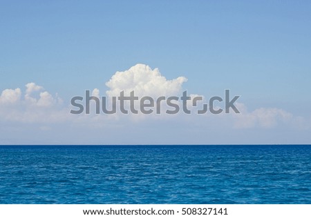 Seascape, sea view with clouds nobody