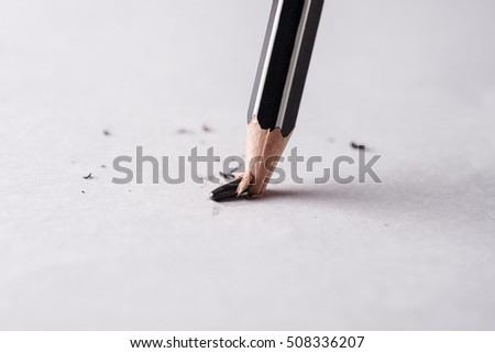 Broken pencil, Mistake or error concept, Business fails and bankruptcy and unsuccessful concept, Shaving pencil Royalty-Free Stock Photo #508336207
