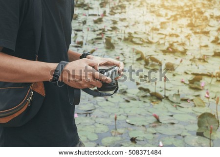 Man holding camera,Vintage Style