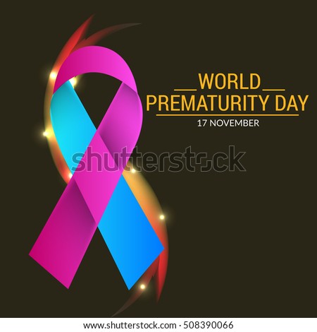Vector illustration of a Background For World Prematurity Day with Pink and Blue Ribbon.