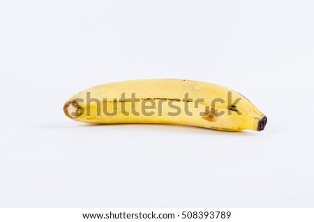 Fresh banana (over ripe) on white background. Template for food and drink, education, healthcare and beauty