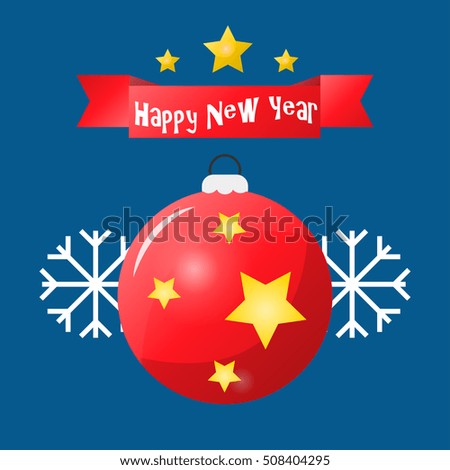 Happy New Year or Merry Christmas greeting card. Holiday illustration. Vector design for celebration.