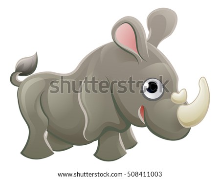 A cute rhinoceros rhino animal cartoon character mascot