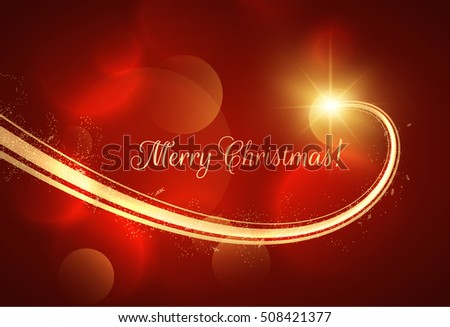 Golden star trail holiday vector background with shiny bokeh. Eps10.