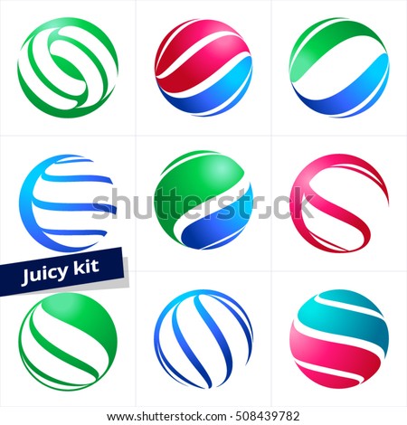 Set of colorful vector logotype for Business, Technology, Communication, Media, Beauty, Fashion, Ecology and Medicine activity