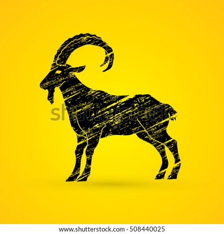 Goat standing designed using grunge brush graphic vector.