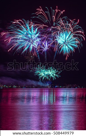 Fireworks over great lake