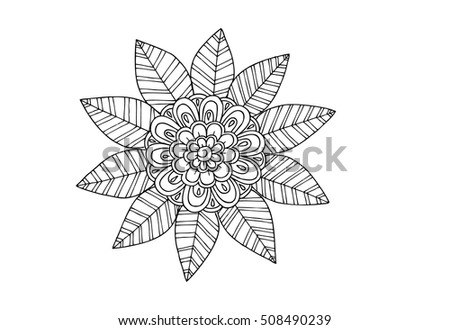 Black and white flowers as design element. Can use for coloring book and print