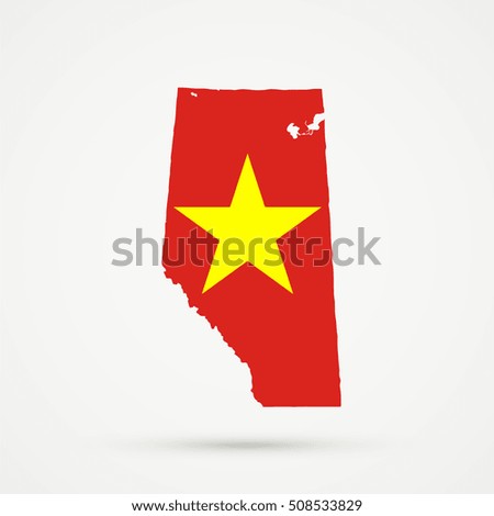 Alberta map in Vietnam flag colors, editable vector.