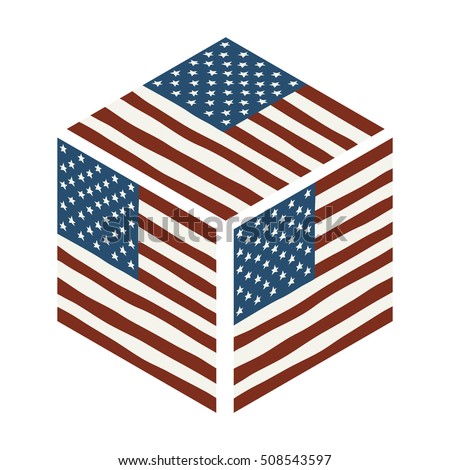 Hand draw isometric vector squared flag of USA. For ui, web games, tablets, wallpapers, and patterns.