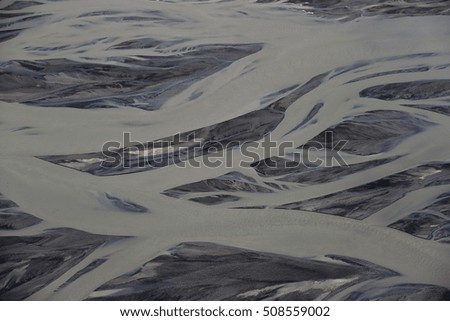 Aerial view of glacier river South Iceland