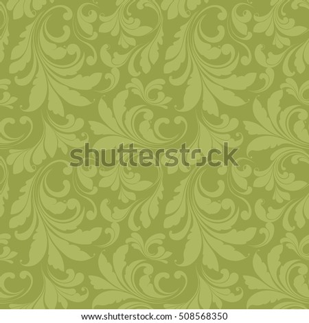 Hand seamless pattern. Stylish green ornament for decorating fabrics, Wallpaper, packaging.