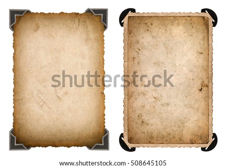 Old photo paper card with corner and edges isolated on white background. Retro style photo frame