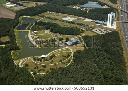 Aerial view of the Floriade Park, Venlo Greenpark. At this place was in 2012 the world horticultural expo.
