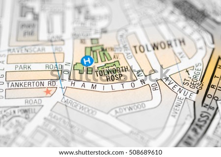 Tolworth Hospital. London, UK map.
