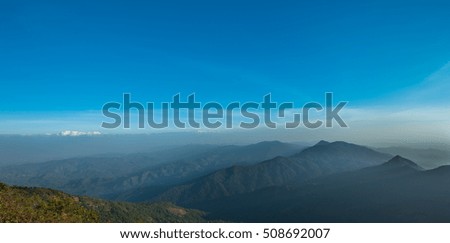 Layer of mountains and mist during sunset ,mountains Mist, Landscape misty