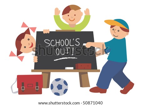 School blackboard with children - vector illustration..