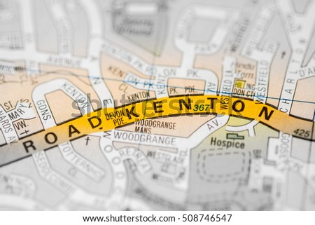 Road Kenton. London, UK map.