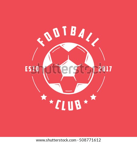 Football Club Emblem Flat Icon On Red Background