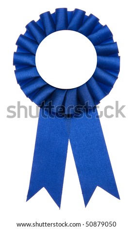 A blue ribbon is a symbol for success and first prize. Royalty-Free Stock Photo #50879050