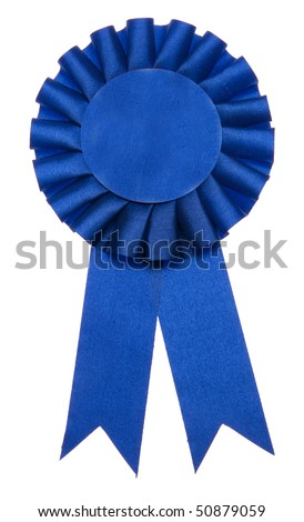 A blue ribbon is a symbol for success and first prize. Royalty-Free Stock Photo #50879059