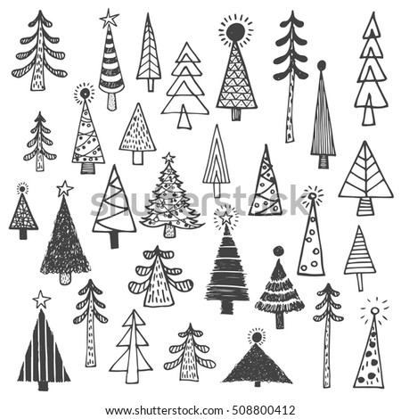 Christmas tree white spruce fir fir tree simple drawing set