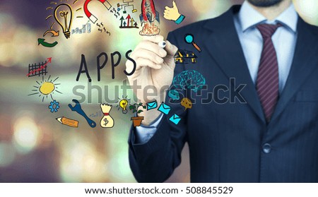 businessman show apps concept over smart phone