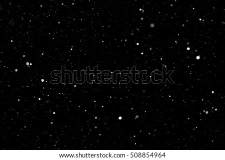 Snowfall isolated on black background . Design element
