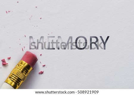 Pencil eraser with eraser. Erase MEMORY text
