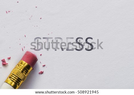 Pencil eraser with eraser. Erase STRESS text
 Royalty-Free Stock Photo #508921945