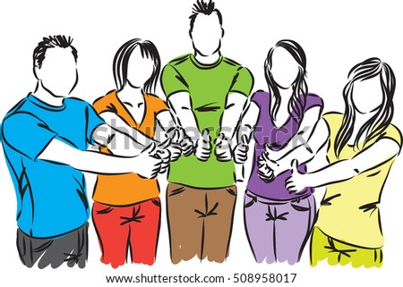 group of people thumbs up illustration