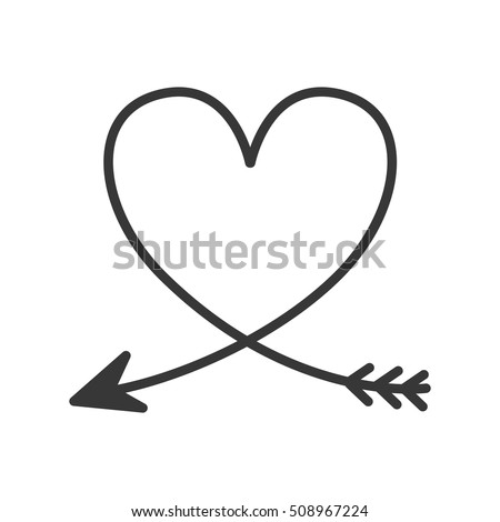 silhouette of heart with arrow
