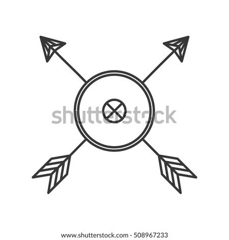 silhouette with circle over arrows