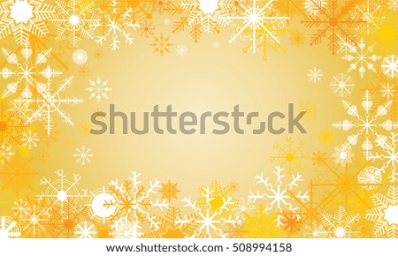 Winter Holiday on a gold sky background. Snow in winter card.