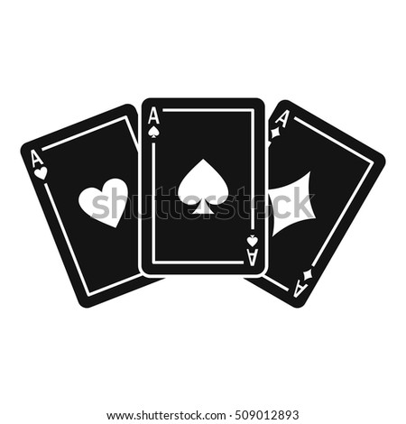 Three aces playing cards icon. Simple illustration of three aces playing cards vector icon for web