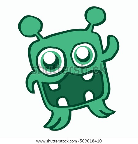 Happy green monster cartoon for kids