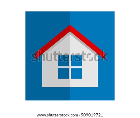 blue rectangle house housing home residence residential real estate image vector ion logo symbol