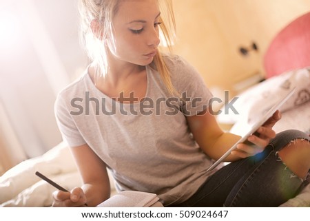 Student checking on the Internet