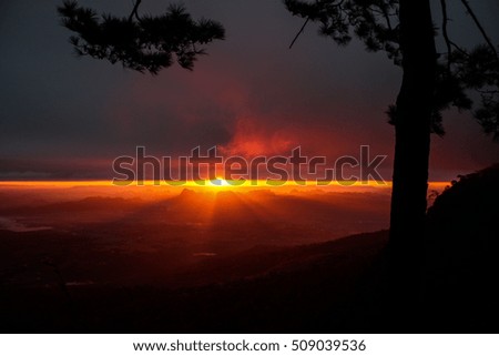 Blurred Sunrise Background, Early Morning Light at mountain, The Natural Lighting Phenomena.