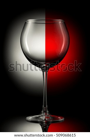 Empty wine glass on a color background.