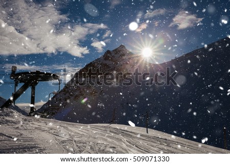 Winter landscape in french Alps. Serre Chevalier, Monetier les Bains