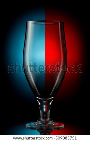 empty beer glass on a color background